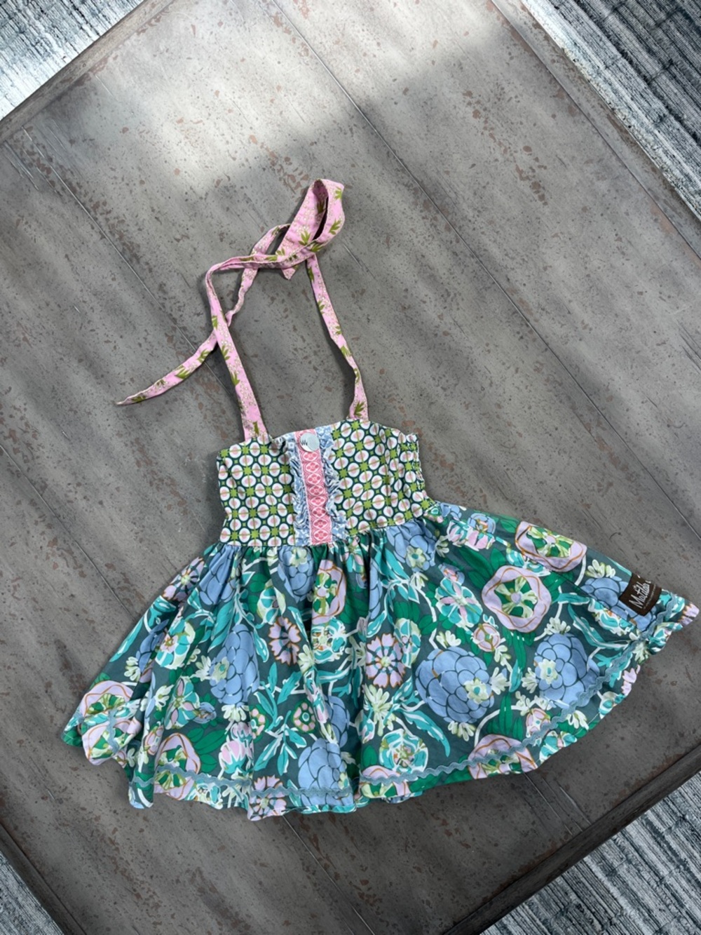 Matilda Jane Floral Halter Dress in Teal, Green, Blue & Lavender size 4